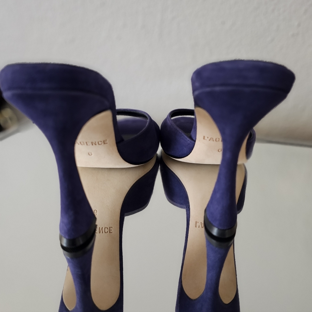 💙NEW L'AGENCE Avery Slide Sandal in Blue Nwot Size 6 - Picture 2 of 5